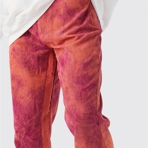 FIXED WAIST SLIM FLARE GUSSET TIE DYE CORD PANTS